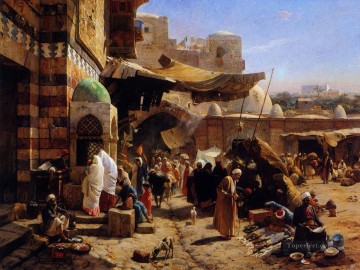  orientalista Pintura al %C3%B3leo - Mercado en Jaffa Mercado en Jaffa Gustav Bauernfeind Judío orientalista
